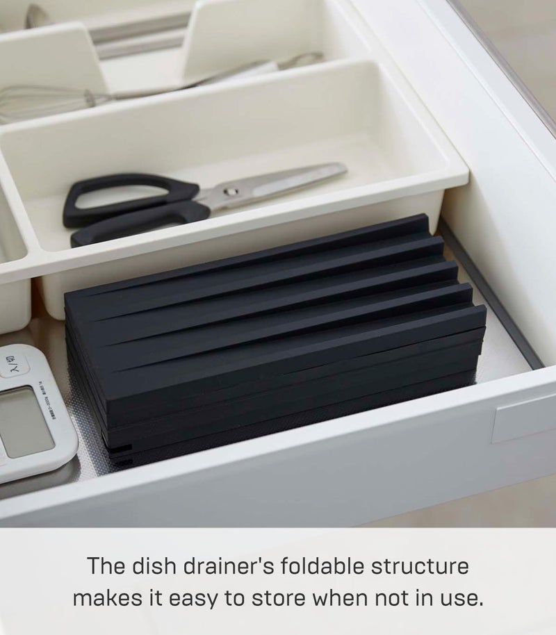 YAMAZAKI Home Tower Foldable Drainer Tray - Kitchen Dish Drying Mat - Silicone - Image 3
